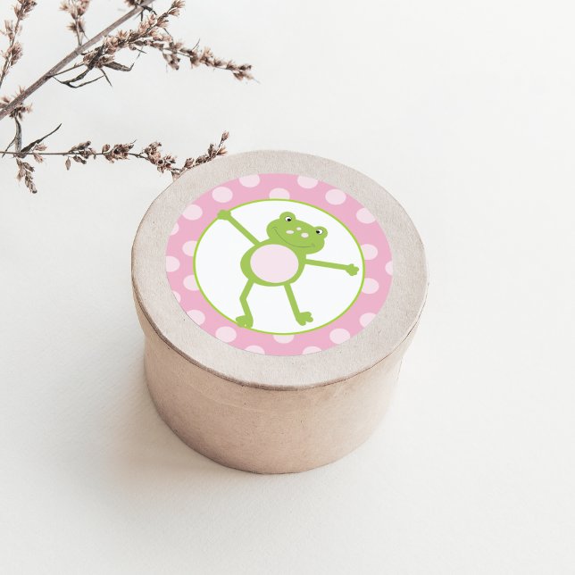 Leap Frog in Pink Favor Stickers (Leap Frog Favor Sticker in Pink)