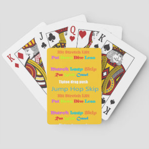 Leap Hop Skip Lean Text design mixed colors Poker Cards