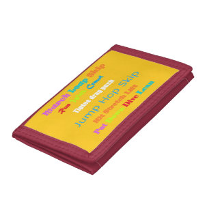 Leap Hop Skip Lean Text design mixed colors        Tri-fold Wallet