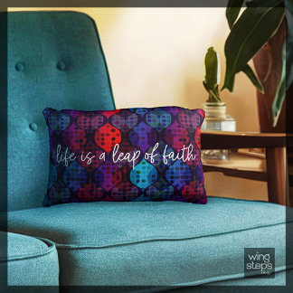 Leap of Faith Blue Teal Purple Red Polka Dot Ogee Accent Pillow