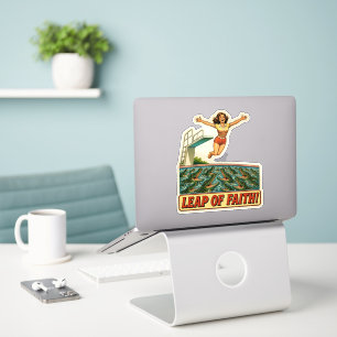 Leap of Faith Vintage Retro Crocodile Pool Fun Sticker