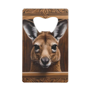 Leap of Nature: A Kangaroo Wood Print, Credit Card Bottle Opener