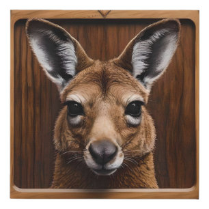 "Leap of Nature: A Kangaroo Wood Print" Faux Canvas Print