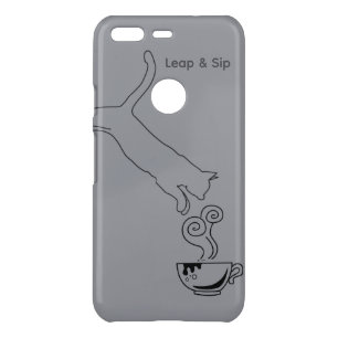 Leap & Sip Cat iPhone Case – Gray