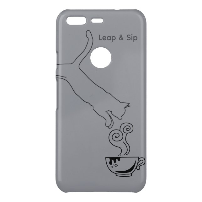 Leap & Sip Cat iPhone Case – Gray (Back)