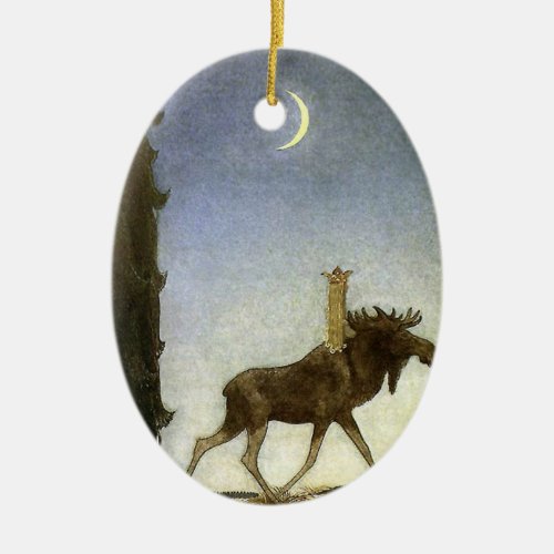 Leap the Elk and Princess Tuvstarr by John Bauer Ceramic Ornament