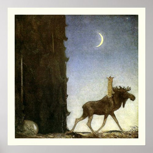 Leap the Elk and Princess Tuvstarr by John Bauer Poster