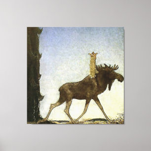 “Leap the Elk” Watercolor by John Bauer Canvas Print