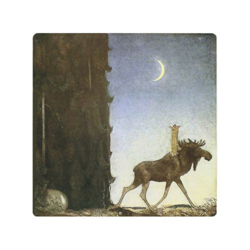 Leap the Elk Watercolor by John Bauer Metal Print