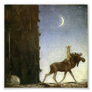 “Leap the Elk” Watercolor by John Bauer Photo Print
