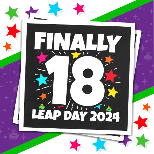 Leap Year 2024 72 Year Old 18th Leap Day Birthday Napkins