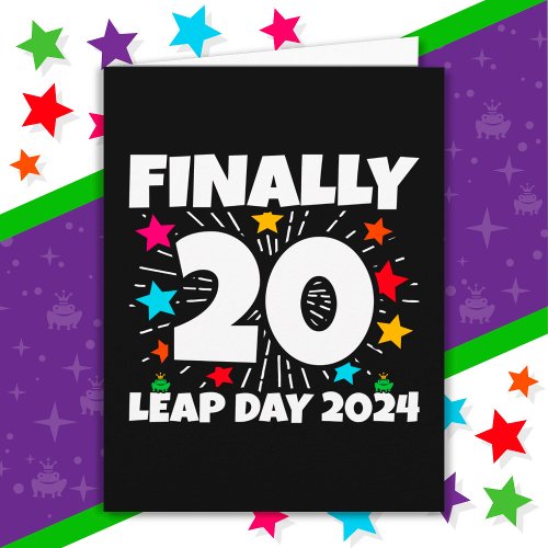 Leap Year 2024 80 Year Old 20th Leap Day Birthday Card