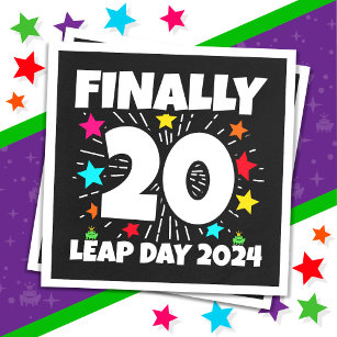 Leap Year 2024 80 Year Old 20th Leap Day Birthday Napkins