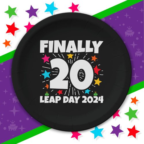 Leap Year 2024 80 Year Old 20th Leap Day Birthday Paper Plates