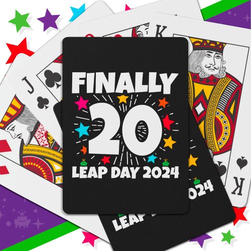 Leap Year 2024 80 Year Old 20th Leap Day Birthday Playing Cards