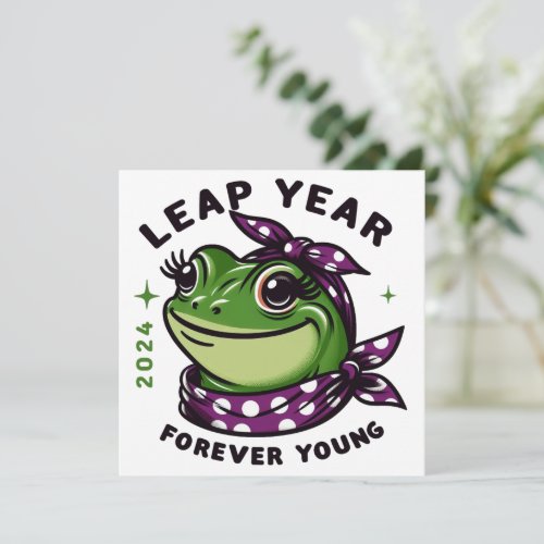 Leap Year 2024 Forever Young Frog Holiday Card