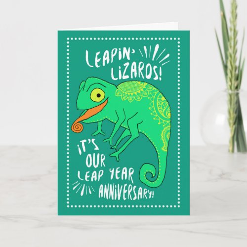 Leap Year Anniversary Leapin Lizards Card