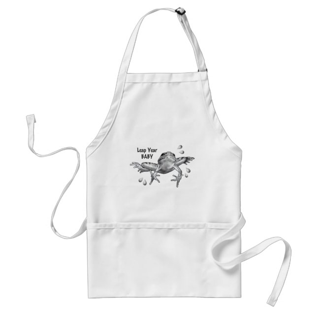 Leap Year Baby: Leaping Frog in Pencil Adult Apron (Front)