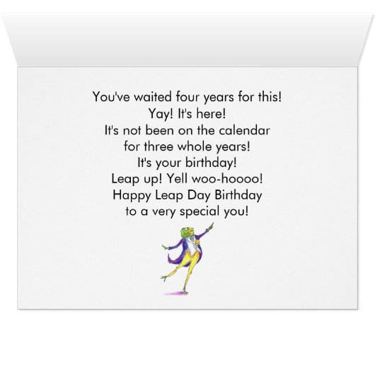 Leap Year Birthday Card (Inside Horizontal (Bottom))