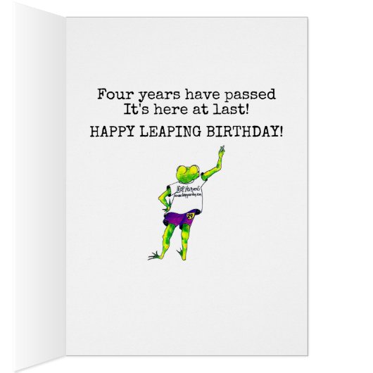 Leap Year Birthday Card Birthday Cake (Inside (Right))