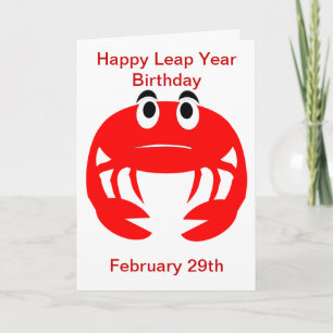 Leap Year Birthday Card Crab Design
