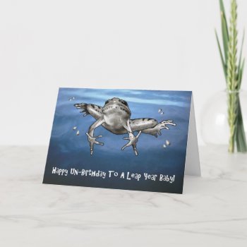 Leap Year Birthday: Happy Un Birthday Leaping Frog Card by joyart at Zazzle