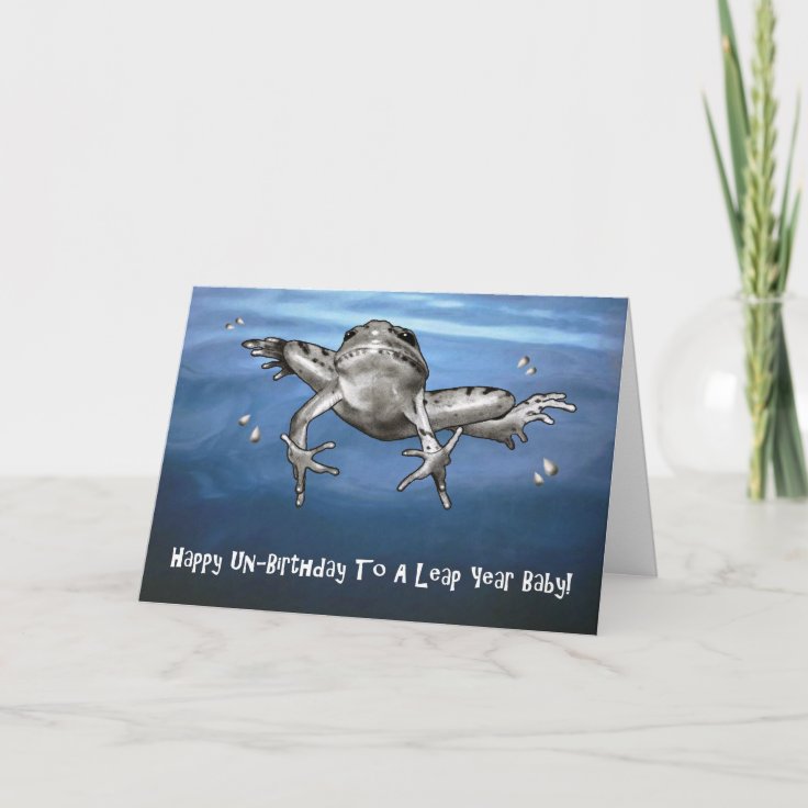 Biglietto D'Auguri Artery8 - Compleanno Anno Bisestile Con Rana Che Salta - Per Lui O Lei, 17.5x12.5 Cm, Bianco Interno