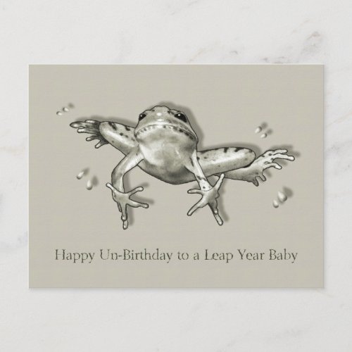 Leap Year Birthday Leaping Frog Pencil Art Postcard