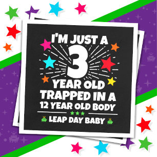Leap Year Birthday Party 12th Birthday Leap Day Napkins