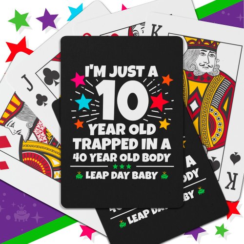 Leap Year Birthday Party 40th Birthday Leap Day Playing Cards