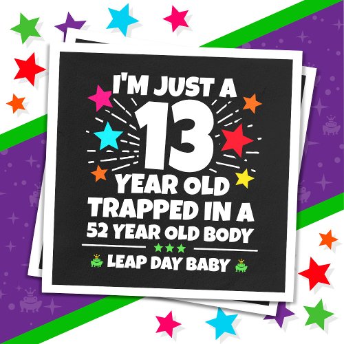 Leap Year Birthday Party 52nd Birthday Leap Day Napkins