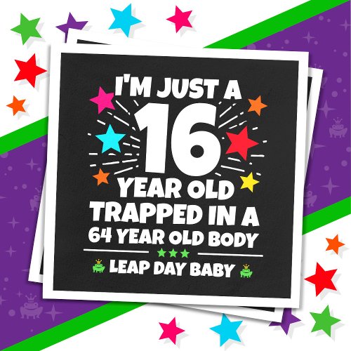 Leap Year Birthday Party 64th Birthday Leap Day Napkins