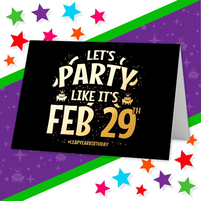 Leap Year Birthday Party Feb 29th Leaper Leap Day Foil Greeting Card (Creator Uploaded)
