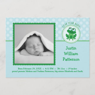 Leap Year Boy Photo Birth Announcement Invitation