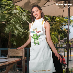 Leap Year Cute Happy Frog Modern Vintage Typograph Apron