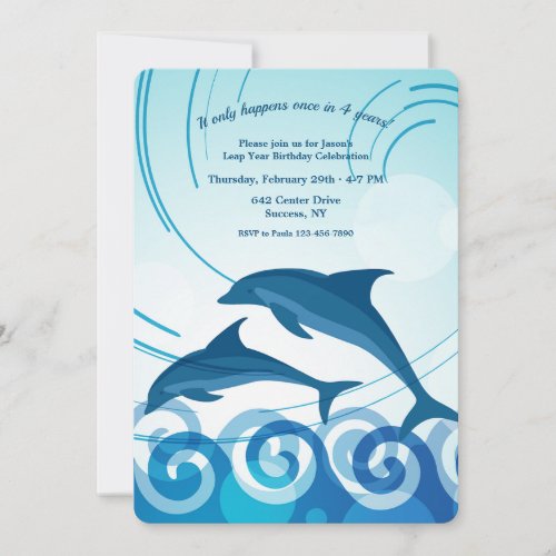 Leap Year Dolphins Invitation