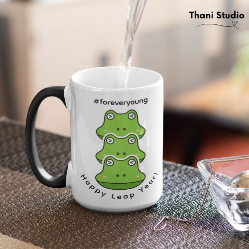 Leap Year Forever Young 3 Frogs Feb 29 Celebration Magic Mug