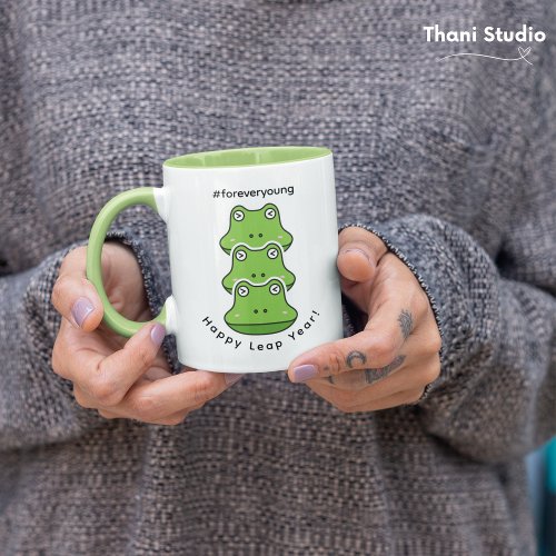 Leap Year Forever Young 3 Frogs Feb 29 Celebration Mug