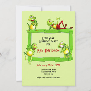 Leap Year Frog Birthday  Invitation