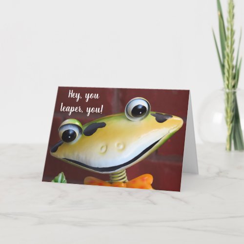 Leap Year Frog Face Hoppy Birthday Card
