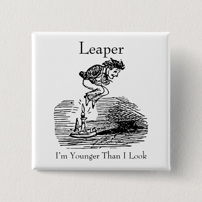 Leap Year Leaper Birthday Button (Front)