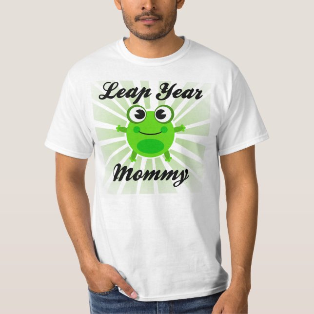 Leap Year Mommy, Cute Green Frog T-Shirt (Front)