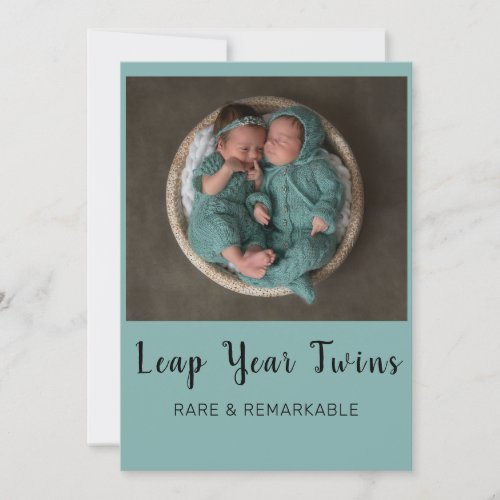 Leap Year Twins RareRemarkable Birth Announcement