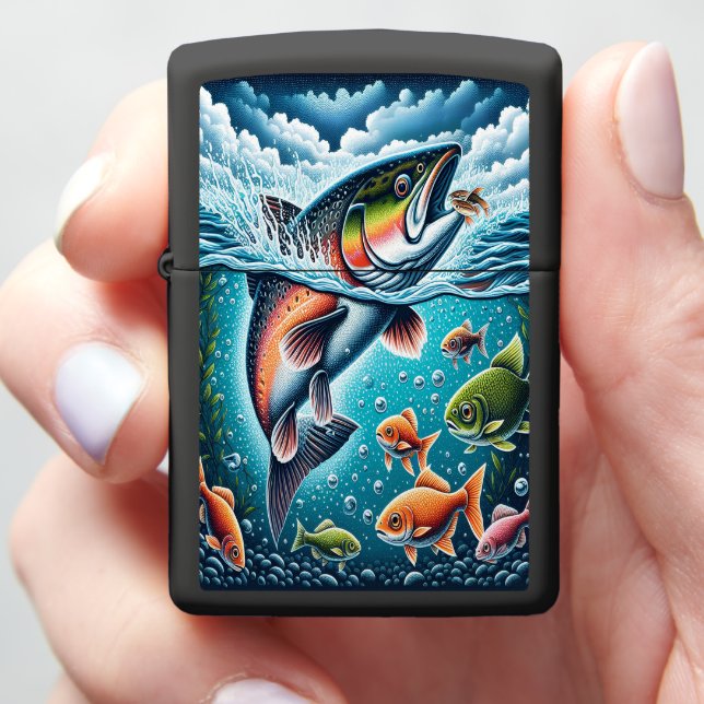 Leaping Aquatic Symphony Zippo Lighter (In Hand)