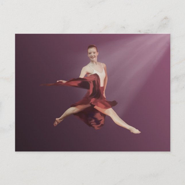 Leaping Ballerina in Red and Lavender Postcard (Front)