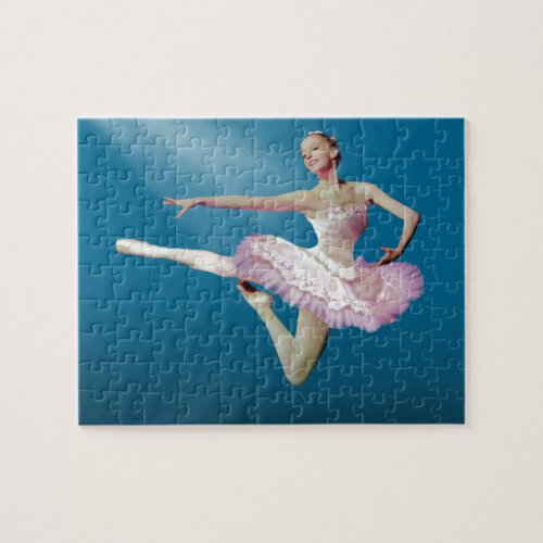 Leaping Ballerina on Blue Jigsaw Puzzle
