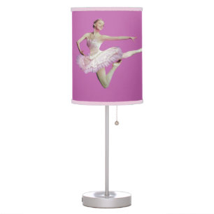 Leaping Ballerina on Pink Table Lamp