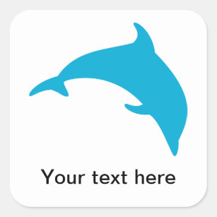 Leaping Blue Dolphin Silhouette Square Sticker