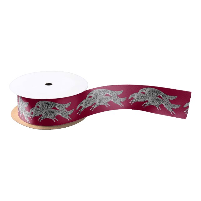 Leaping Borzoi Holiday Ribbon (Spool)