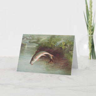 Leaping Brook Trout by S.A. Kilbourne Vintage Fish Card